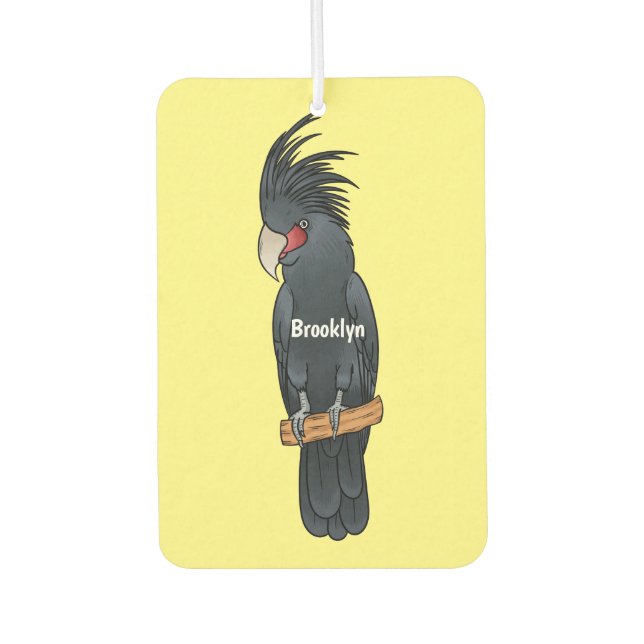 Palm cockatoo bird cartoon illustration  car air freshener (Front)