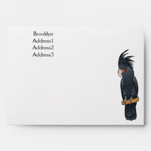Palm cockatoo bird cartoon illustration envelope