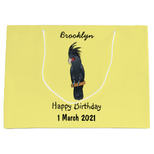 Palm cockatoo bird cartoon illustration large gift bag