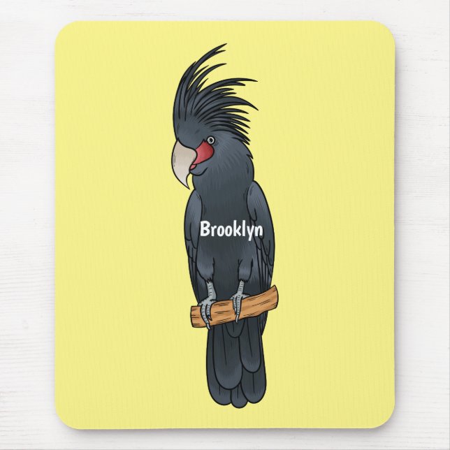Palm cockatoo bird cartoon illustration  mouse mat (Front)