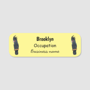 Palm cockatoo bird cartoon illustration name tag