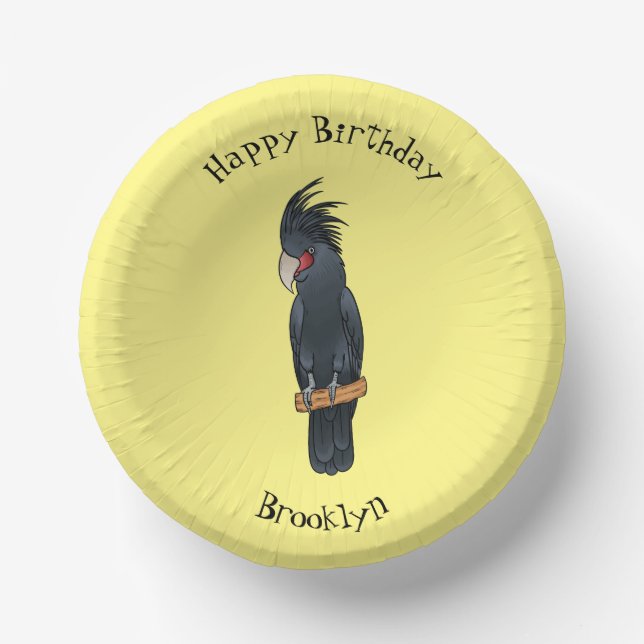 Palm cockatoo bird cartoon illustration  paper plate (Front)