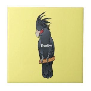 Palm cockatoo bird cartoon illustration  tile