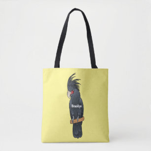 Palm cockatoo bird cartoon illustration tote bag
