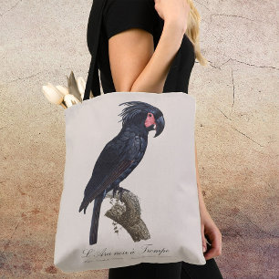 Palm Cockatoo, Probosciger aterrimus parrot, retro Tote Bag