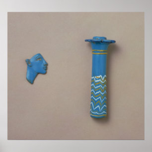 Palm column kohl flask and fragment of inlay poster