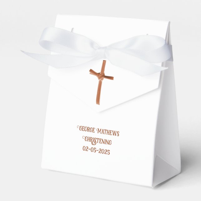 Palm Cross Personalised, Christening or  Communion Favour Box (Front Side)