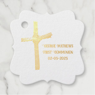 Palm Cross Personalised Communion, Baptism Favour Tags