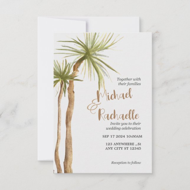 Palm Destination Wedding Invitations  (Front)