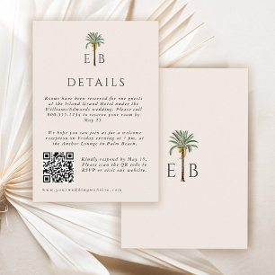 Palm Elegant Tropical Monogram Wedding Details Enclosure Card