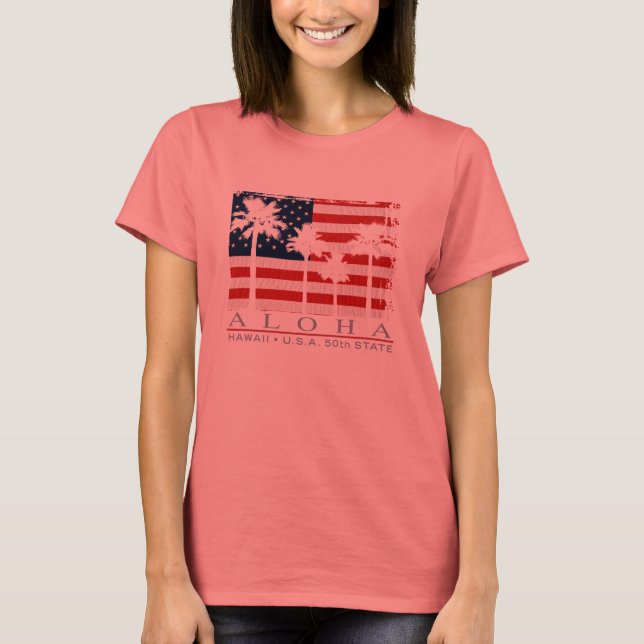 Palm Flag Hawaii Ladies T-Shirts (Front)
