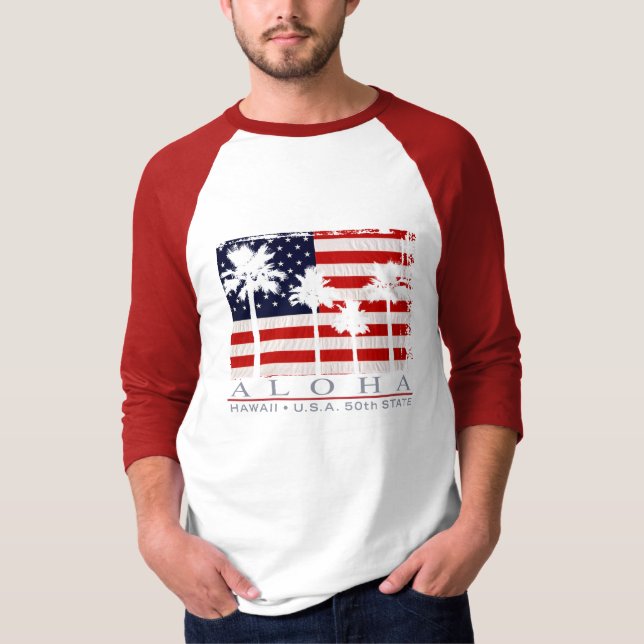 Palm Flag Hawaii Men's T-Shirts (Front)