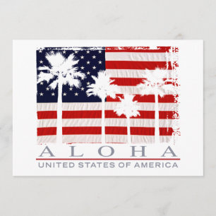 Palm Flag USA Aloha Party Invitations