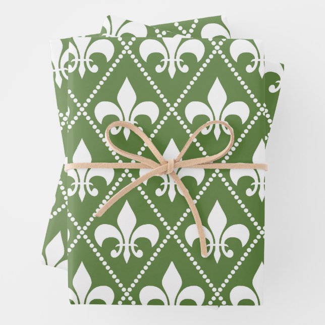 Palm Fleur de Lis Wrapping Paper Sheet (In situ)