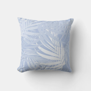 Palm Frond Pattern in Light Blue Throw Pillow