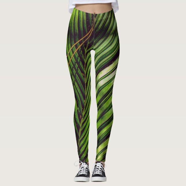 Palm Frond, Pine Needles and Shadows Leggings (Front)