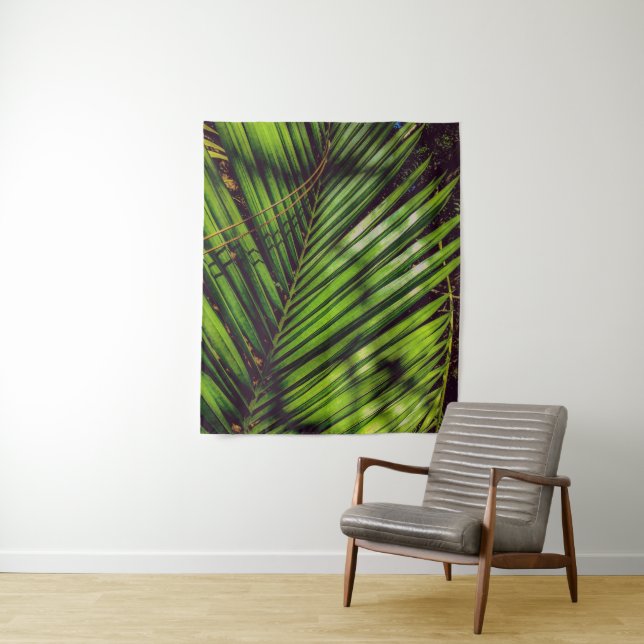 Palm Frond, Pine Needles and Shadows Tapestry (In Situ)