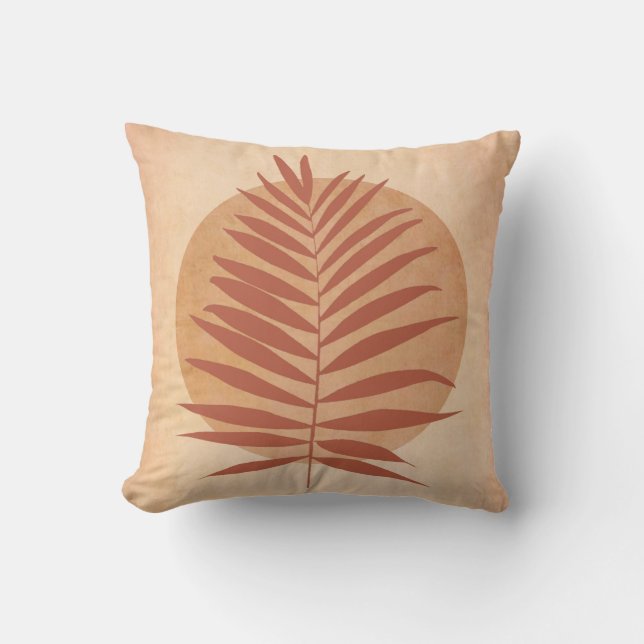 Palm Frond Terracotta Cushion (Front)