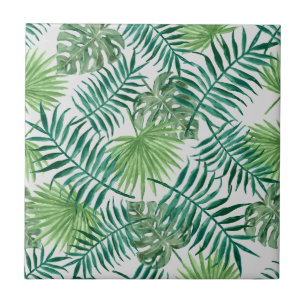 Palm Fronds Ceramic Tile, Small (4.25" x 4.25") Tile