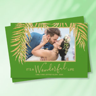 Palm Fronds Green Christmas Photo Holiday Card