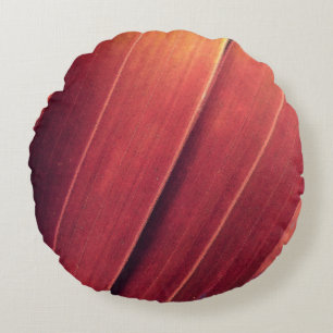 Palm Fronds in Rust and Gold Round Cushion