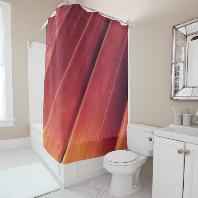 Palm Fronds in Rust and Gold Shower Curtain (In Situ)