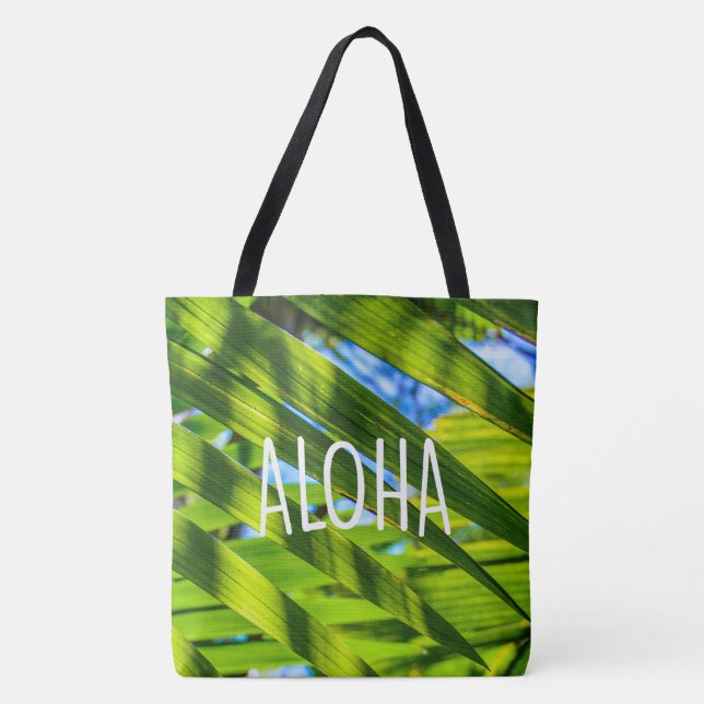 Palm Fronds, Kauai, Aloha Hawaiian Beach Bag (Front)