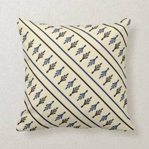 Palm Fronds Patterns name1 black blue ecru Cushion