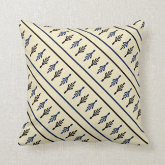Palm Fronds Patterns name1 black blue ecru Cushion
