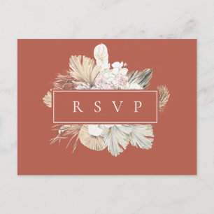 Palm Fronds Rust Frame Wedding RSVP Song Request Invitation Postcard