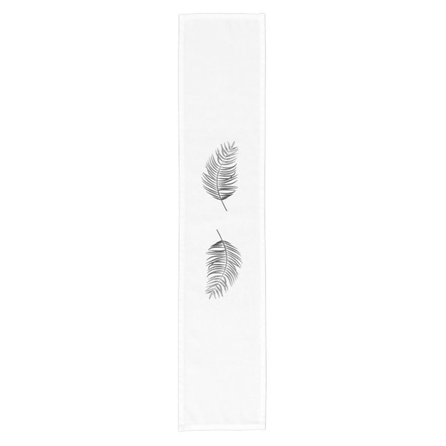 Palm Fronds Silhouettes White Short Table Runner (Front)