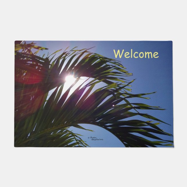 Palm fronds Sun shining Spiegeland Doormat (Front)