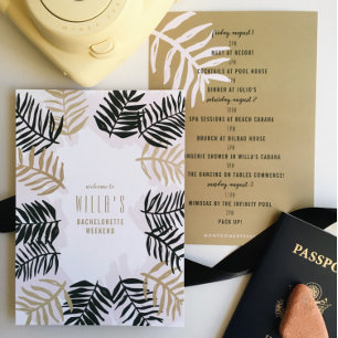 Palm Getaway Tropical Bachelorette Party Itinerary Invitation