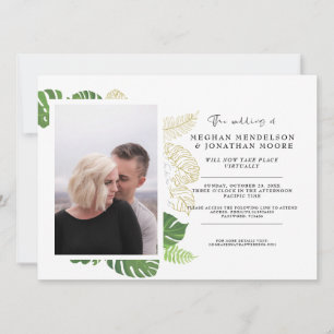 Palm Greenery Virtual Photo Wedding Invitation