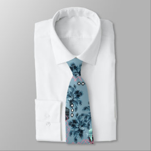Palm Hawaiian blue black sunset sea sky tropical Tie