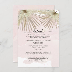 Palm Jungle Foliage Muted Seaside Boho Details Invitation