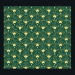 Palm leaf: art deco pattern. poster<br><div class="desc">Palm leaf pattern on green background - art deco style - Abstract geometric Vintage pattern for textile, wrapping, product design. Vintage illustration. Palm Leaf Art Deco: Abstract vintage pattern for product decor. Palm Leaves & Gold Glitter - Exotic Vintage Glam! art, pattern, background, abstract, texture, decor, fashion, gold, illustration, backgrounds,...</div>