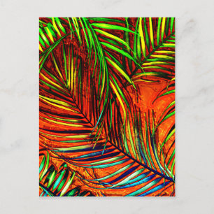Palm Leaf Art Jungle Fire Edit Postcard