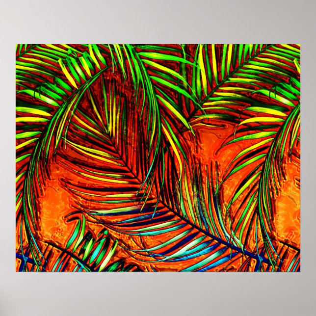 Palm Leaf Art Jungle Fire Edit Poster (Front)