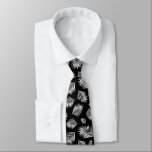 Palm Leaf Black White Tropical Pattern Tie<br><div class="desc">Tropical palm leaf white pattern on black background.</div>