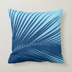 Palm leaf - cobalt and sky blue cushion