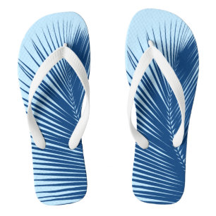 Palm leaf - cobalt and sky blue flip flops