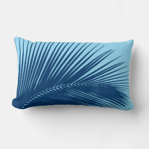 Palm leaf - cobalt and sky blue lumbar cushion