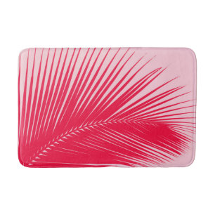 Palm leaf - coral and shell pink bath mat