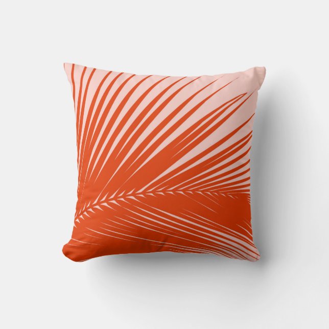 Palm leaf - Coral and shell pink Cushion (Front)