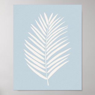 Palm Leaf Cream And Light Blue Poster