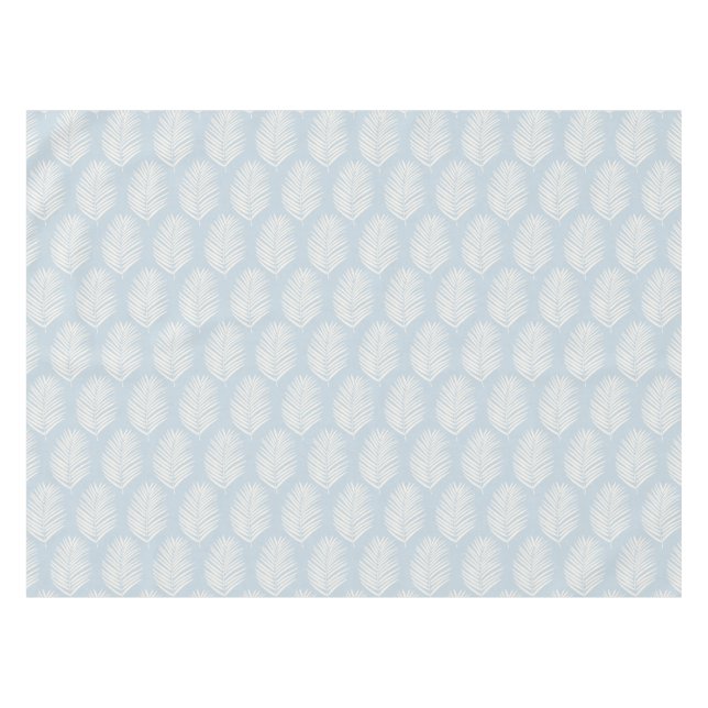 Palm Leaf Cream And Light Blue Tablecloth (Front (Horizontal))
