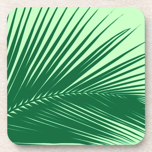 Palm leaf - emerald and lime green coaster (Front)
