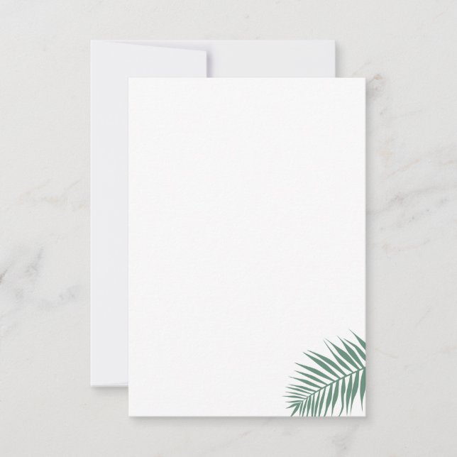 Palm Leaf Flat Card Thank You Note  (Front)