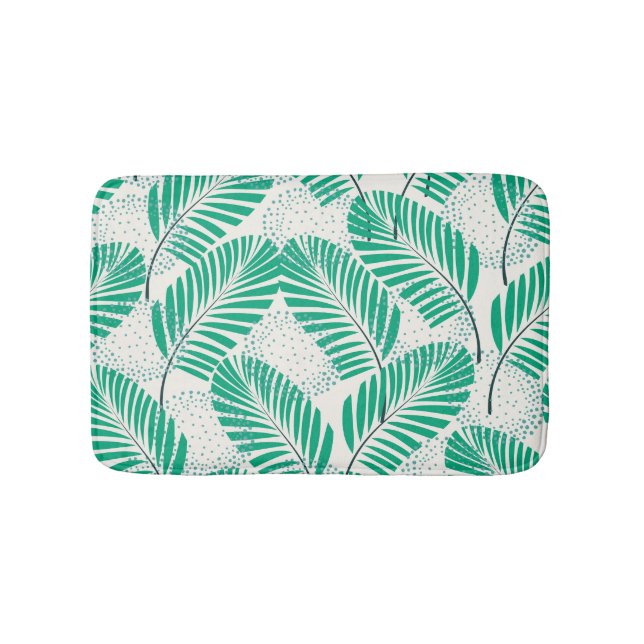 Palm Leaf Floral: White Vintage Bath Mat (Front)